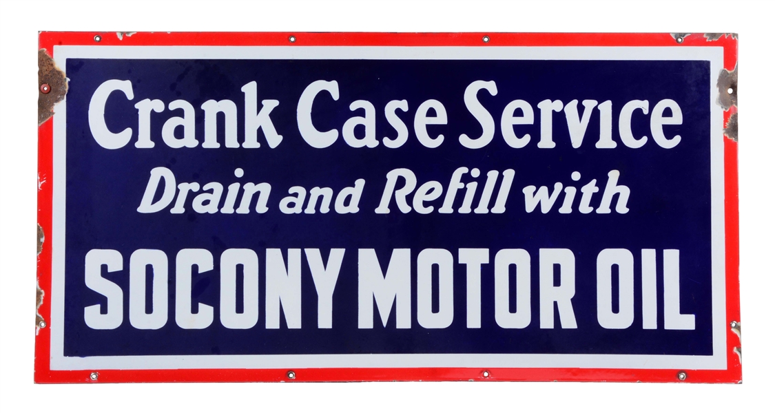 SOCONY CRANK CASE SERVICE PORCELAIN SIGN.