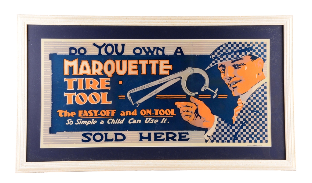 MARQUETTE TIRE TOOL "SOLD HERE" POSTER.