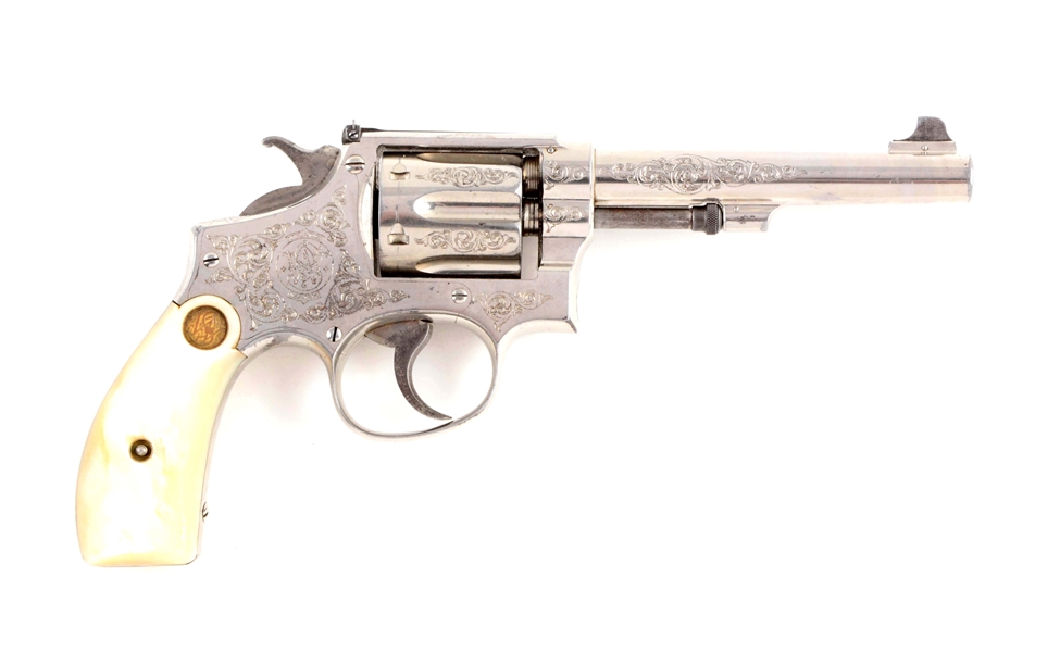 (C) FANTASTIC & RARE FACTORY ENGRAVED S&W MODEL 1902 2ND MODEL TARGET REVOLVER.