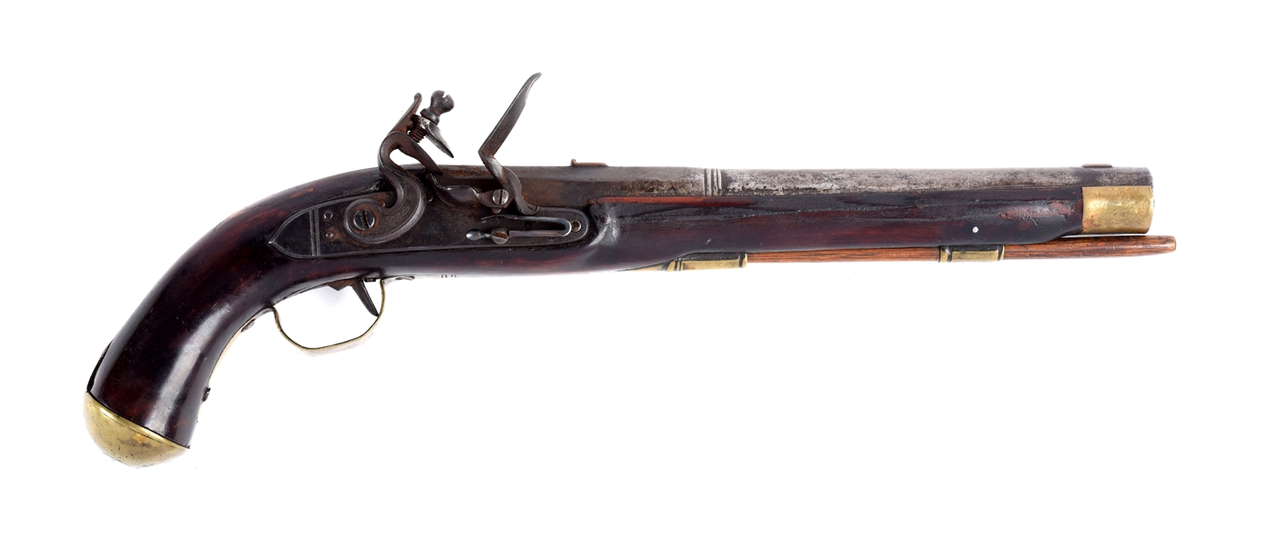 (A) FULL STOCKED FLINTLOCK KENTUCKY PISTOL.