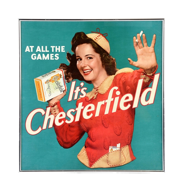 CHESTERFIELD CIGARETTE SPORTS RELATED ADVERTISING SIGN. 