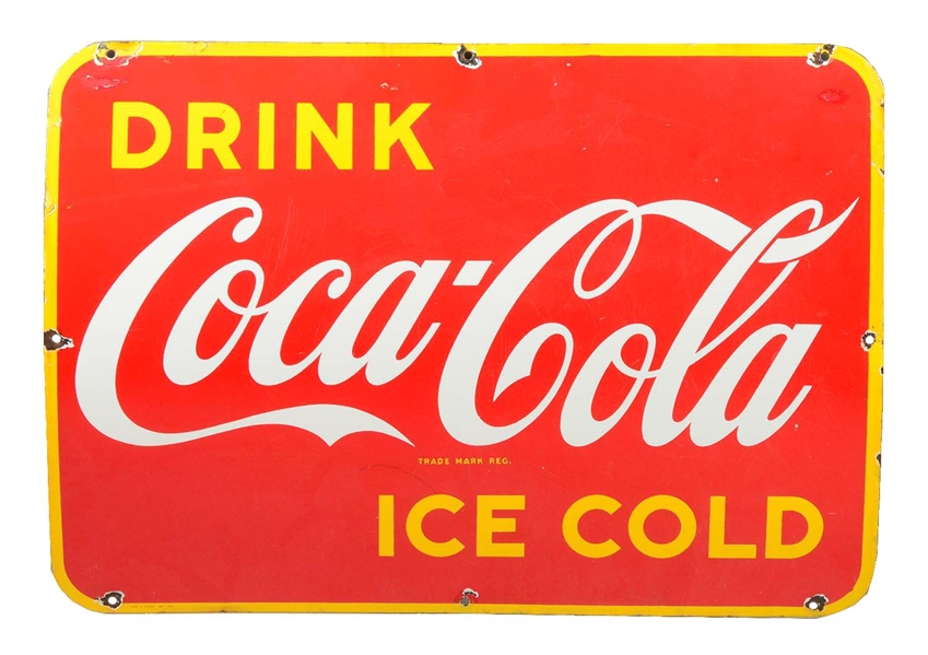 "ICE COLD" COCA-COLA PORCELAIN SIGN. 