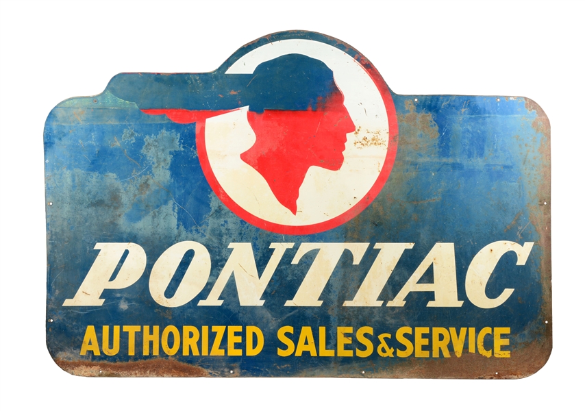 PONTIAC AUTHORIZED SALES & SERVICE METAL SIGN.