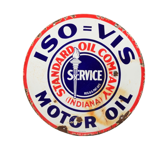 STANDARD ISO=VIS MOTOR OIL PORCELAIN SIGN.
