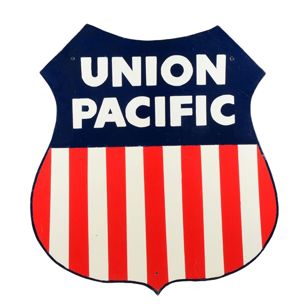 HOME MADE UNION PACIFIC DIECUT METAL SIGN.