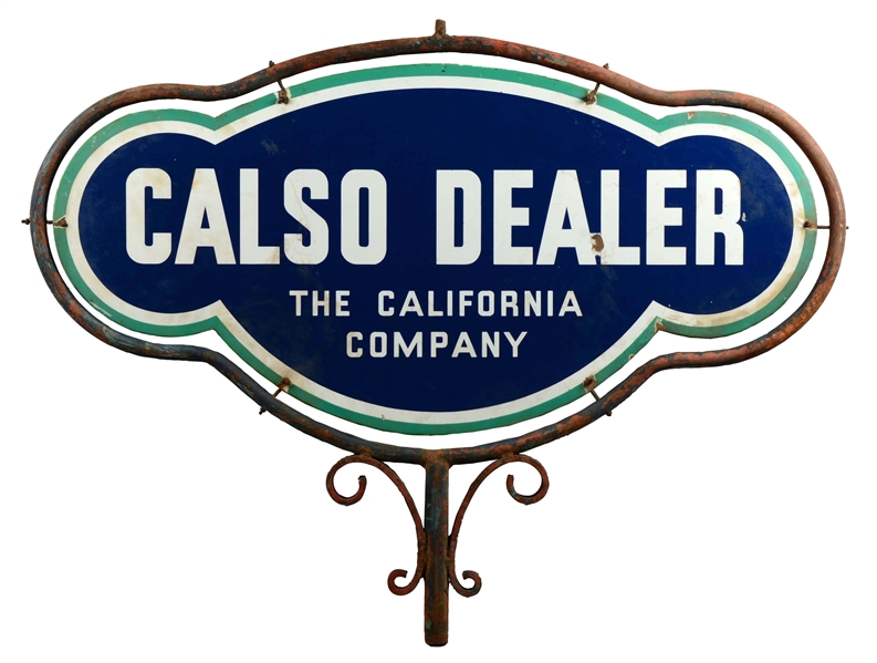 CALSO DEALER "THE CALIFORNIA COMPANY" PORCELAIN CLOUD SHAPED SIGN.