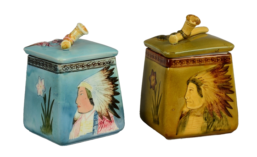 LOT OF 2: NATIVE AMERICAN TOBACCO HUMIDORS.