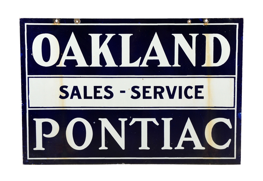 OAKLAND PONTIAC SALES-SERVICE PORCELAIN SIGN.
