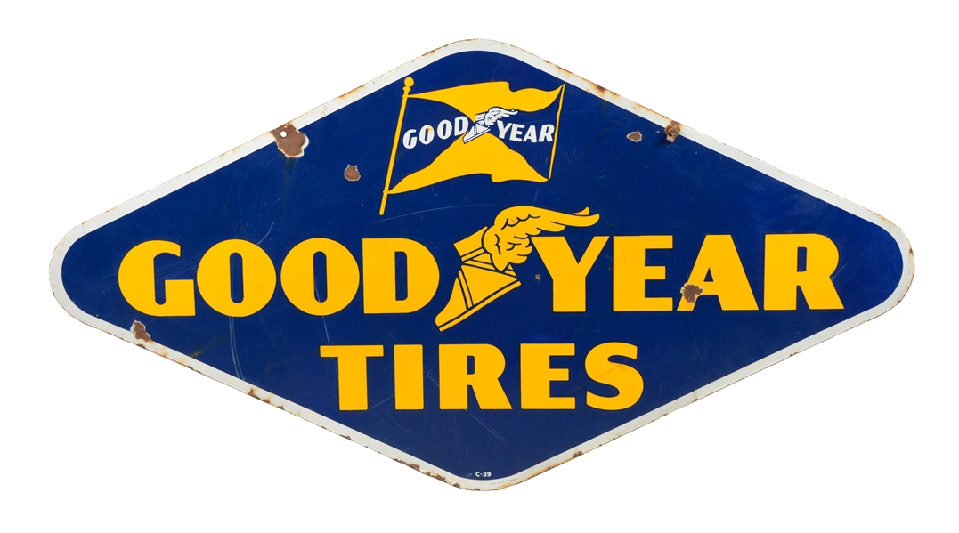 GOODYEAR TIRES PORCELAIN DIAMOND SHAPED SIGN.