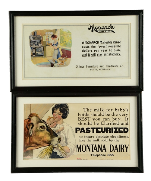 LOT OF 2: BUTTE, MONTANA FURNITURE AND DAIRY ADVERTISING. 