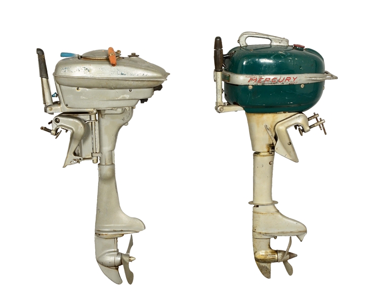 LOT OF 2: CHAMPION AND KIEKHAEFER OUTBOARD BOAT MOTORS.