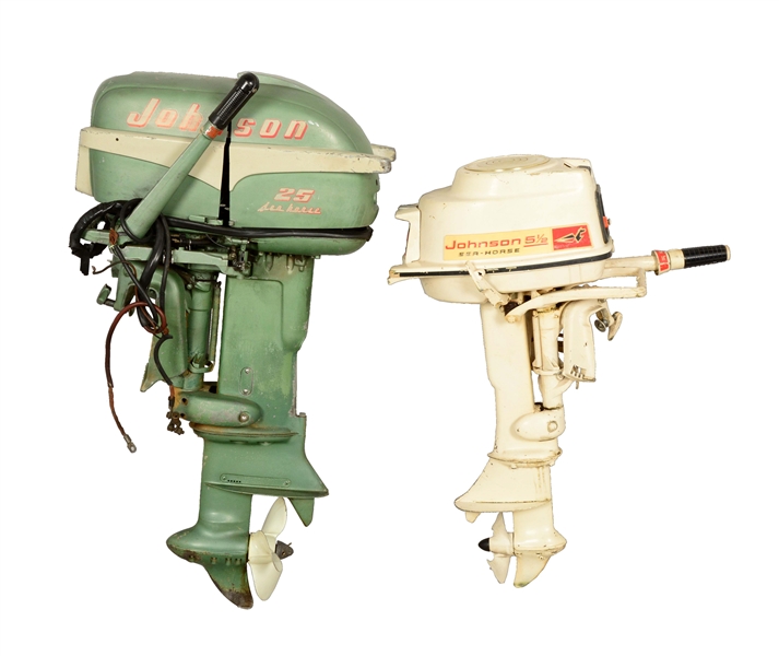 LOT OF 2: JOHNSON SEAHORSE OUTBOARD BOAT MOTORS.