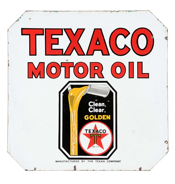 TEXACO MOTOR OIL PORCELAIN SIGN. 