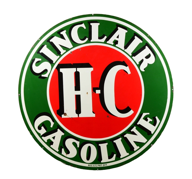 SINCLAIR H-C GASOLINE IDENTICATION PORCELAIN SIGN.