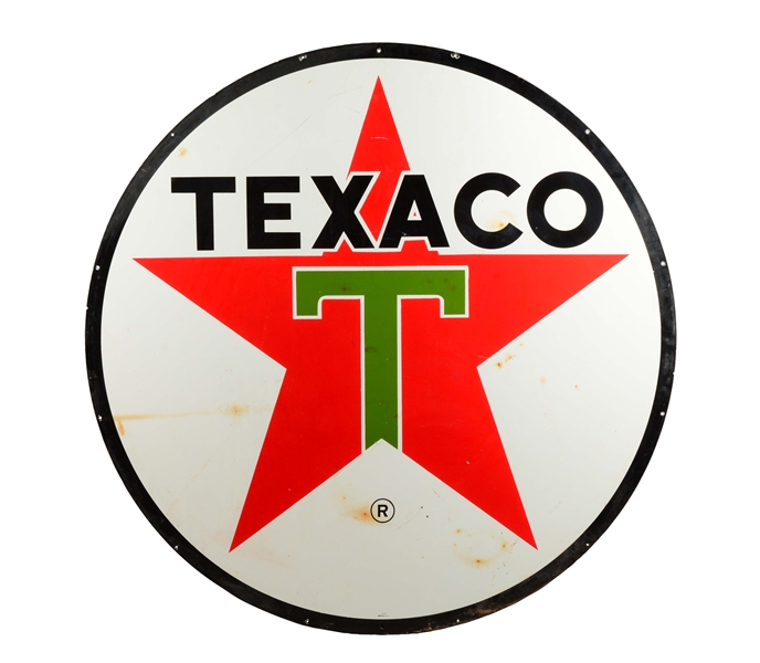 PORCELAIN TEXACO GASOLINE SERVICE STATION SIGN WITH STAR LOGO.