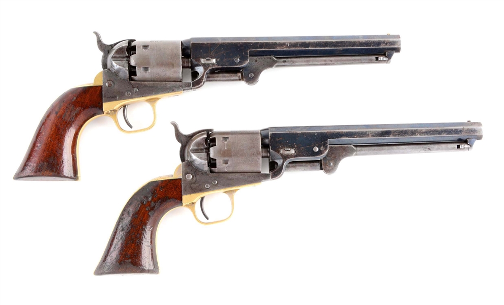 (A) CASED PAIR OF COLT MODEL 1851 NAVY REVOLVERS.