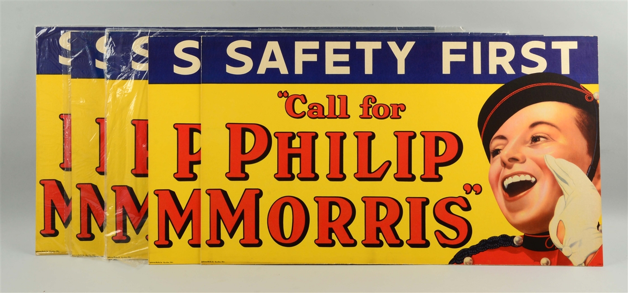 LOT OF 5: PHILIP MORRIS CIGARETTE ADVERTISING SIGNS.