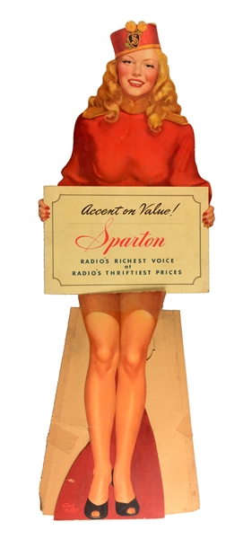 SPARTON RADIO CARDBOARD CUT OUT ADVERTISING SIGN.