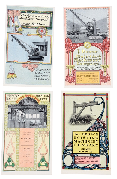 LOT OF 17: BROWN HOISTING MACHINERY CO. TRADE CARDS. 