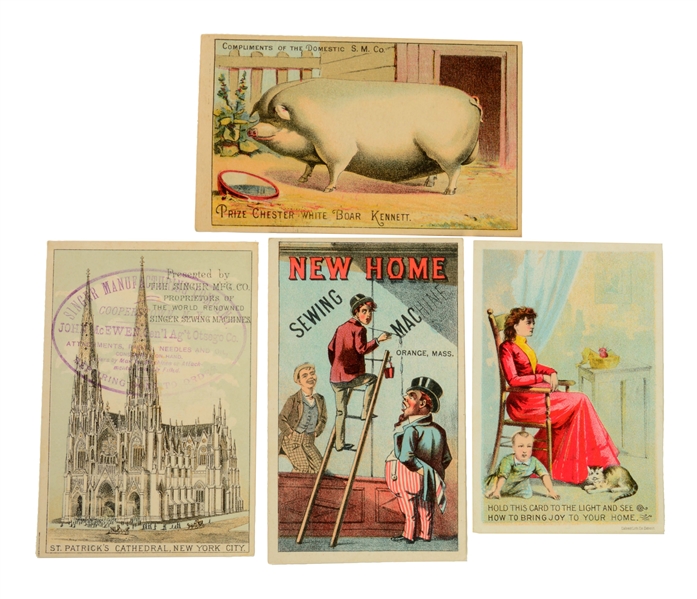 LOT OF 23: SEWING MACHINE TRADE CARDS. 