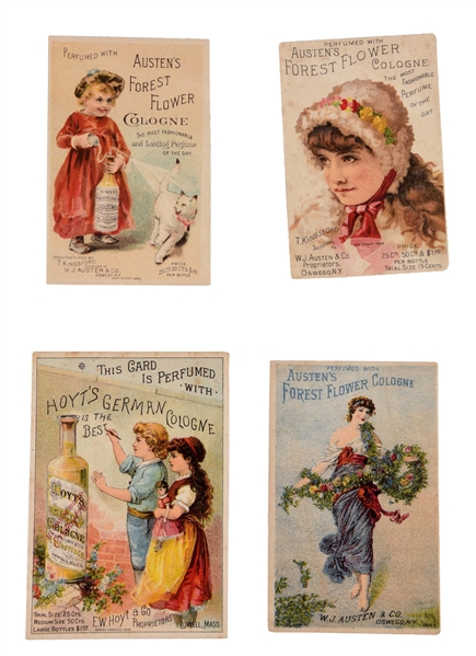 LOT OF 28: COLOGNE & PERFUME TRADE CARDS. 