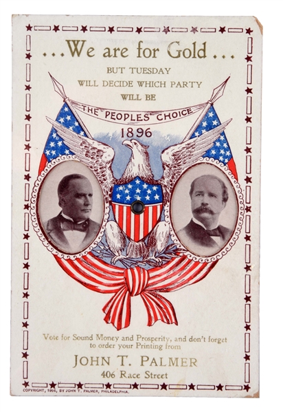 1896 POLITICAL TRADE CARD.
