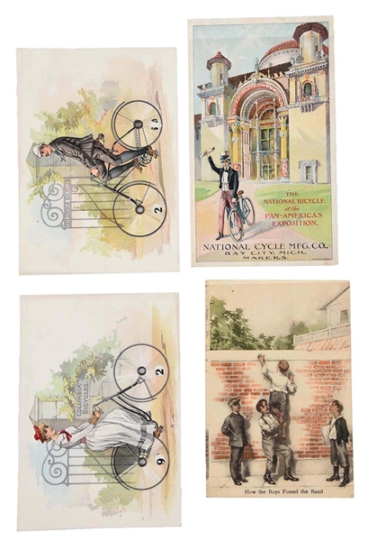 LOT OF 14: BICYCLES, STATIONARY & PHONOGRAPH TRADE CARDS. 