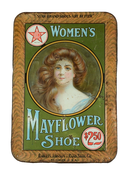 WOMENS MAYFLOWER SHOE TIN SIGN.