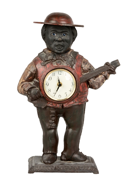 WATERBURY FIGURAL BLACK AMERICANA BANJO CLOCK.