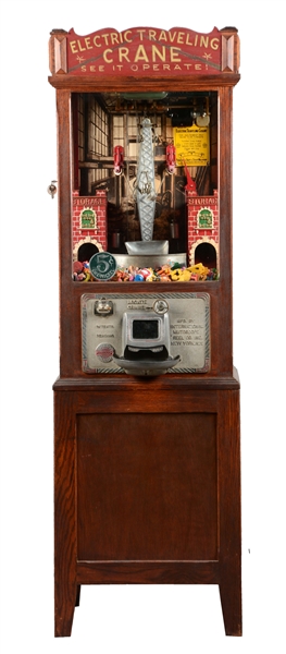 5¢ INTERNATIONAL MUTOSCOPE ELECTRIC TRAVELING CRANE ARCADE MACHINE.