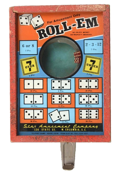 5¢ STAR AMUSEMENT CO. ROLL-EM DICE GAME.