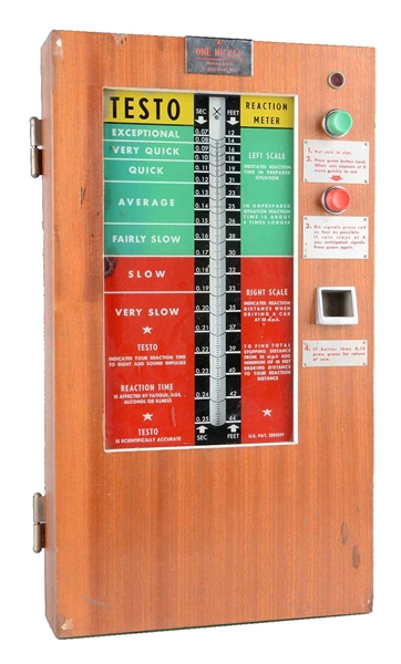 5¢ TESTO REACTION METER ARCADE MACHINE.