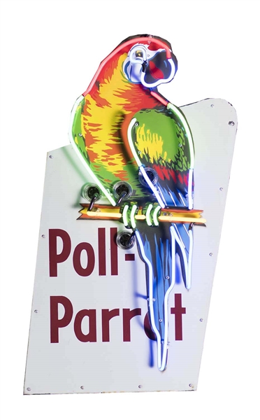 POLL-PARROT PORCELAIN DIE-CUT NEON SIGN.