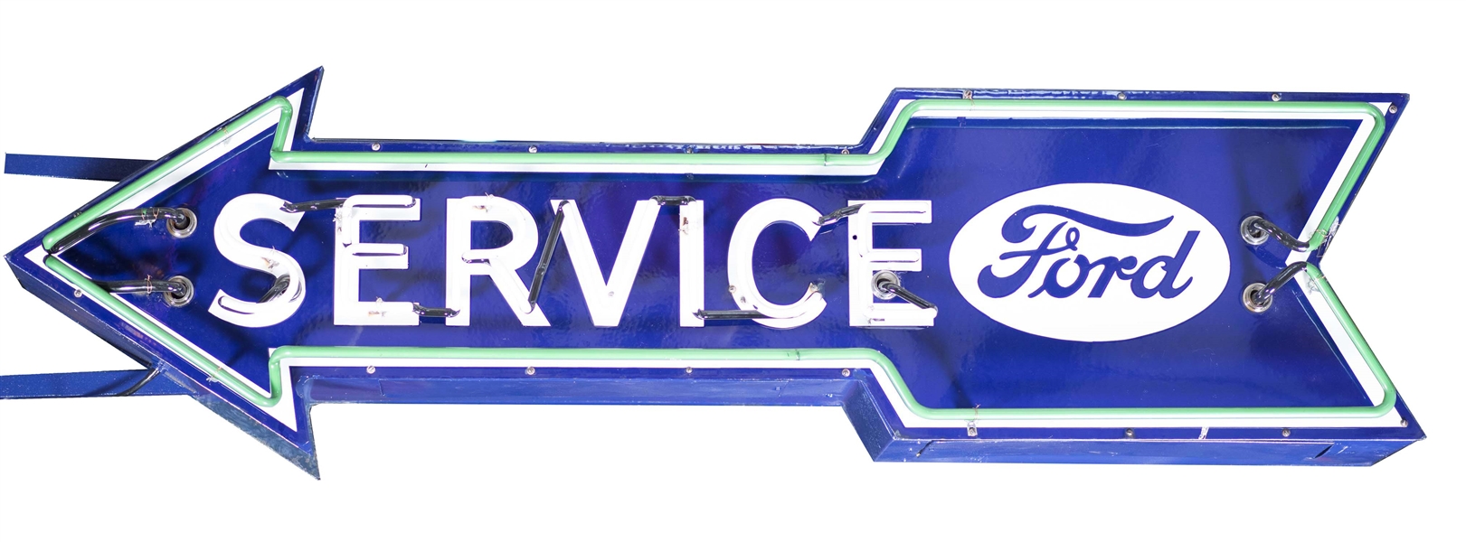 COMPLETE FORD SERVICE ARROW PORCELAIN NEON SIGN.