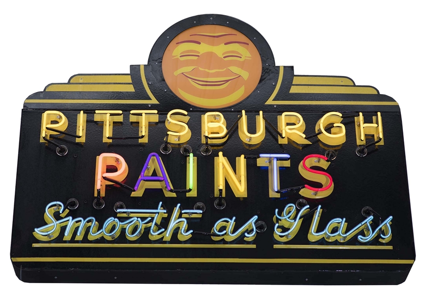 PITTSBURGH PAINTS TWO-PIECE PORCELAIN NEON SIGN.