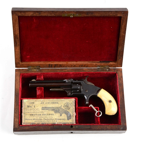 (A) CASED SMITH & WESSON MODEL 1 THIRD ISSUE REVOLVER.
