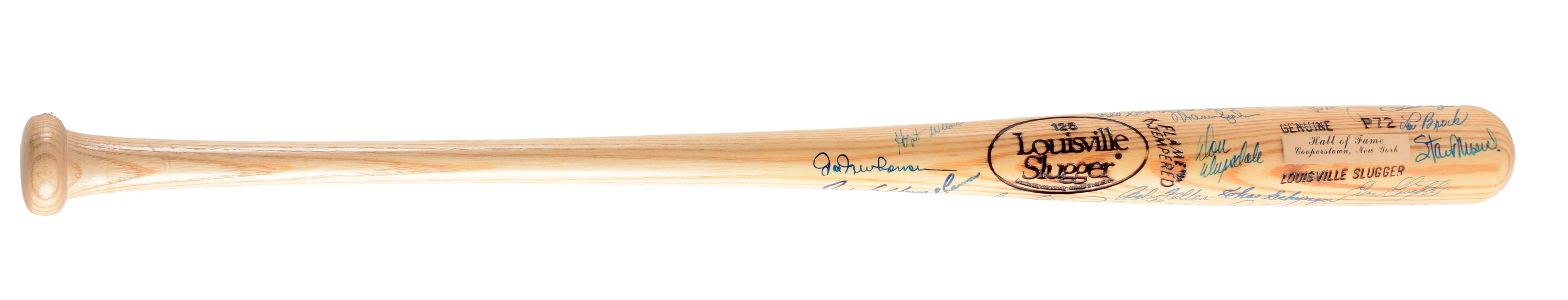 EXCEPTIONAL HOF SIGNED BASEBALL BAT INCLUDING MANTLE WILLIAMS & AARON.
