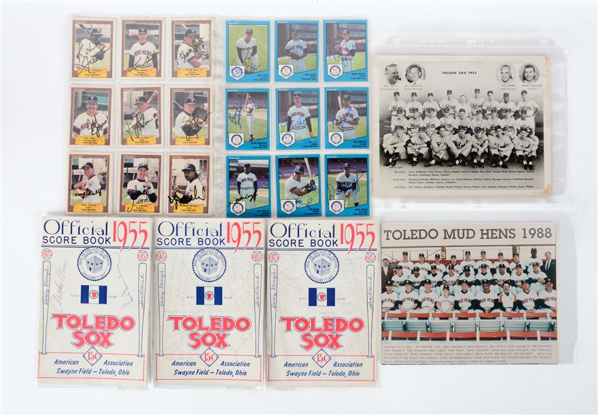 TOLEDO MUD HENS SIGNED COLLECTION INCLUDING ARCHIE MOORE & HANK GREENBERG.