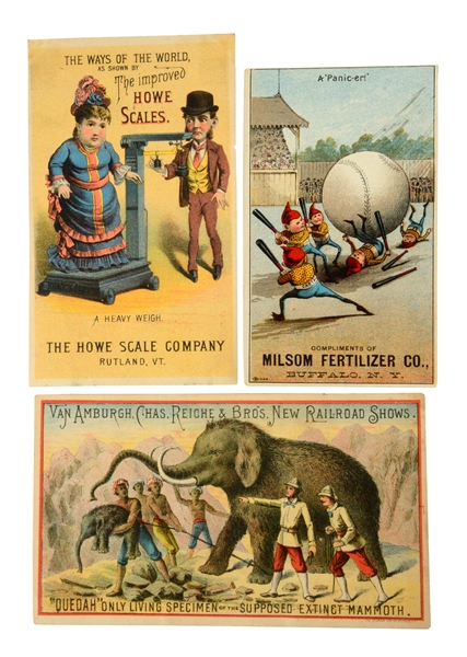 LOT OF 41: MISCELLANEOUS & GENERAL STORE TRADE CARDS.