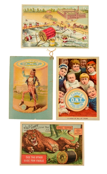 LOT OF 43: SPOOL COTTON TRADE CARDS.