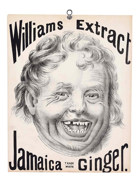WILLIAMS EXTRACT JAMAICA GINGER ADVERTISING SIGN. 