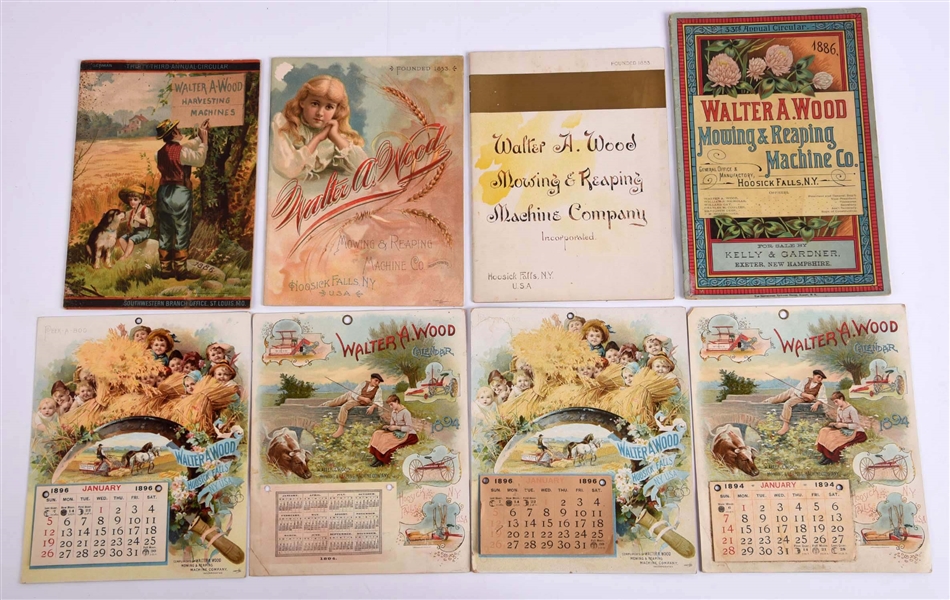 LOT OF 8: WALTER A. WOOD CALENDARS & BOOKLETS. 