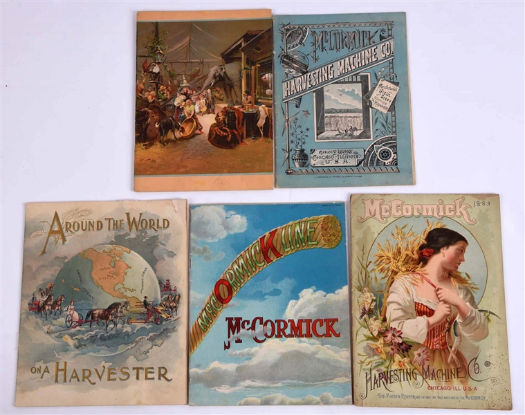 LOT OF 5: EARLY MCCORMICK HARVESTING MACHINERY BOOKLETS & CATALOGS. 