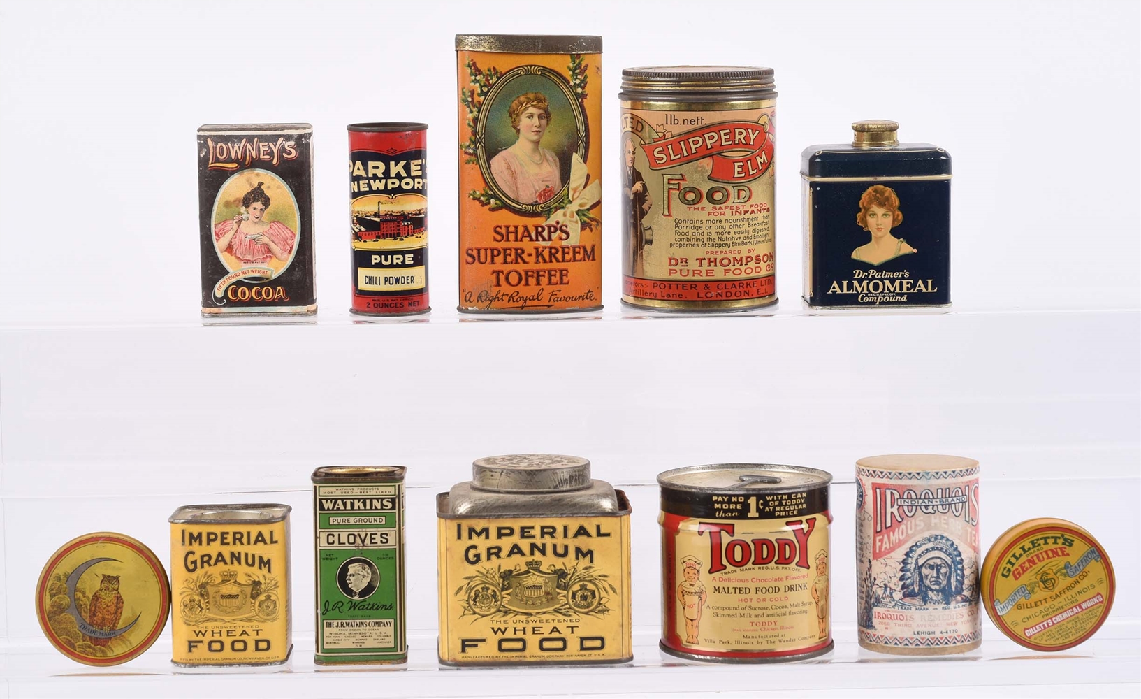 LOT OF 12: ADVERTISING ASSORTED FOOD TINS.