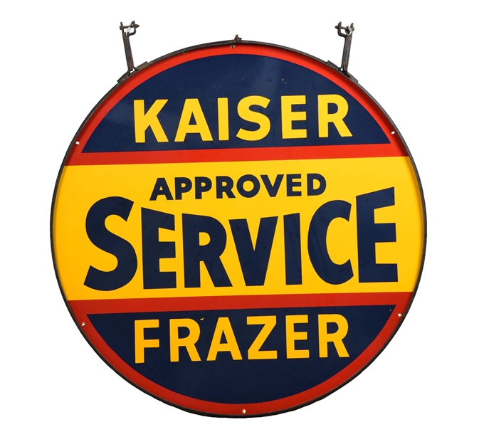 KAISER FRAZER APPROVED SERVICE PORCELAIN SIGN.