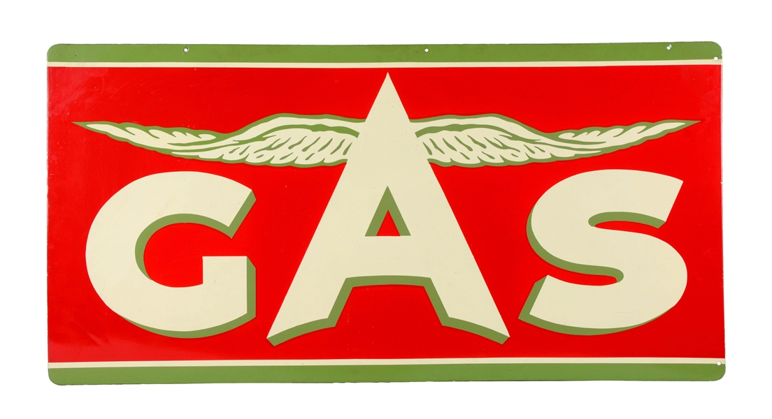FLYING A "GAS" W/ CHICKEN WING GRAPHIC PORCELAIN SIGN.