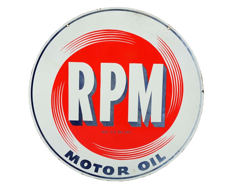 RPM MOTOR OIL PORCELAIN SIGN.