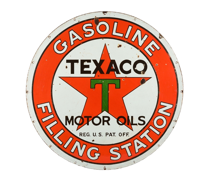 TEXACO GASOLINE FILLING STATION PORCELAIN SIGN.