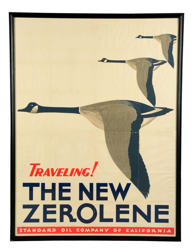 VERY RARE THE NEW ZEROLENE W/ FLYING GEESE GRAPHIC PAPER POSTER.