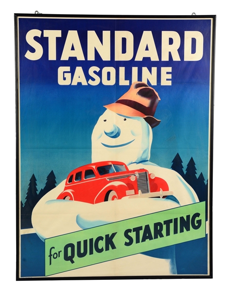 STANDARD OIL "GASOLINE FOR QUICK STARTING" PAPER ADVERTISING POSTER.
